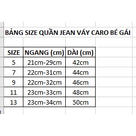 QUẦN JEAN VÁY KIỂU SỌC CARO CHO BÉ GÁI [HÀNG CHUẨN SHOP]