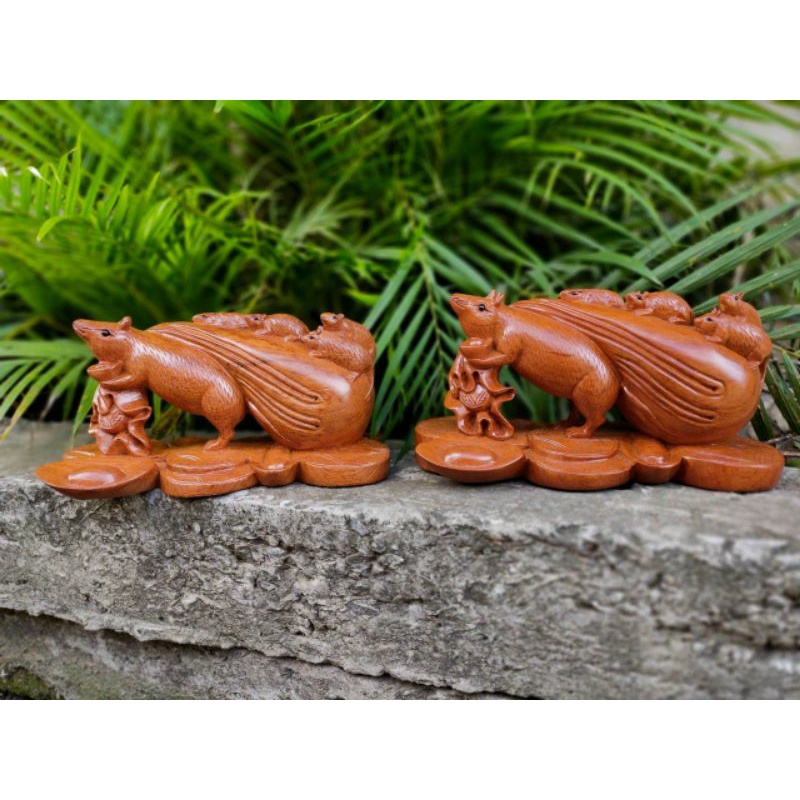Tượng con chuột gỗ hương