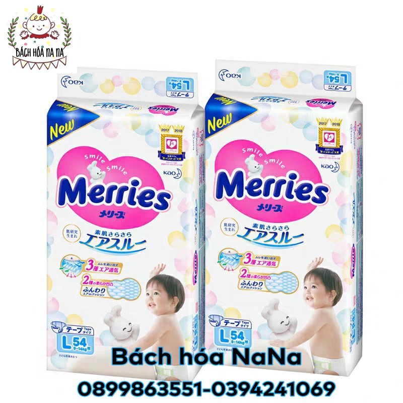 [MỚI 2021] Bỉm Tã Dán Tã Quần MERRIES chuẩn Nội Địa Nhật SS90/S82/M64/Ldán 54/Lquần44/XLdán44 - NANA SHOP MOMY BABY