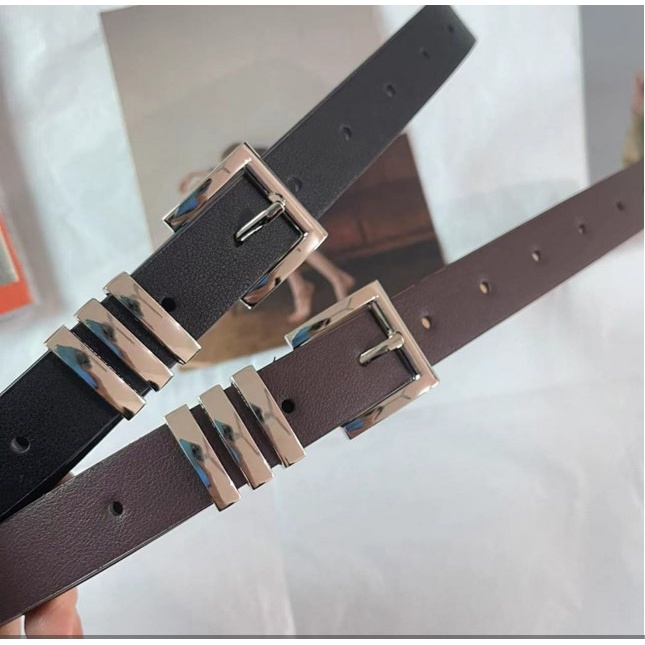 Thắt lưng da, Dây nịt đục lỗ nam nữ trẻ trung màu đen trắng trang trí dây chain pon.mens hà nội hcm