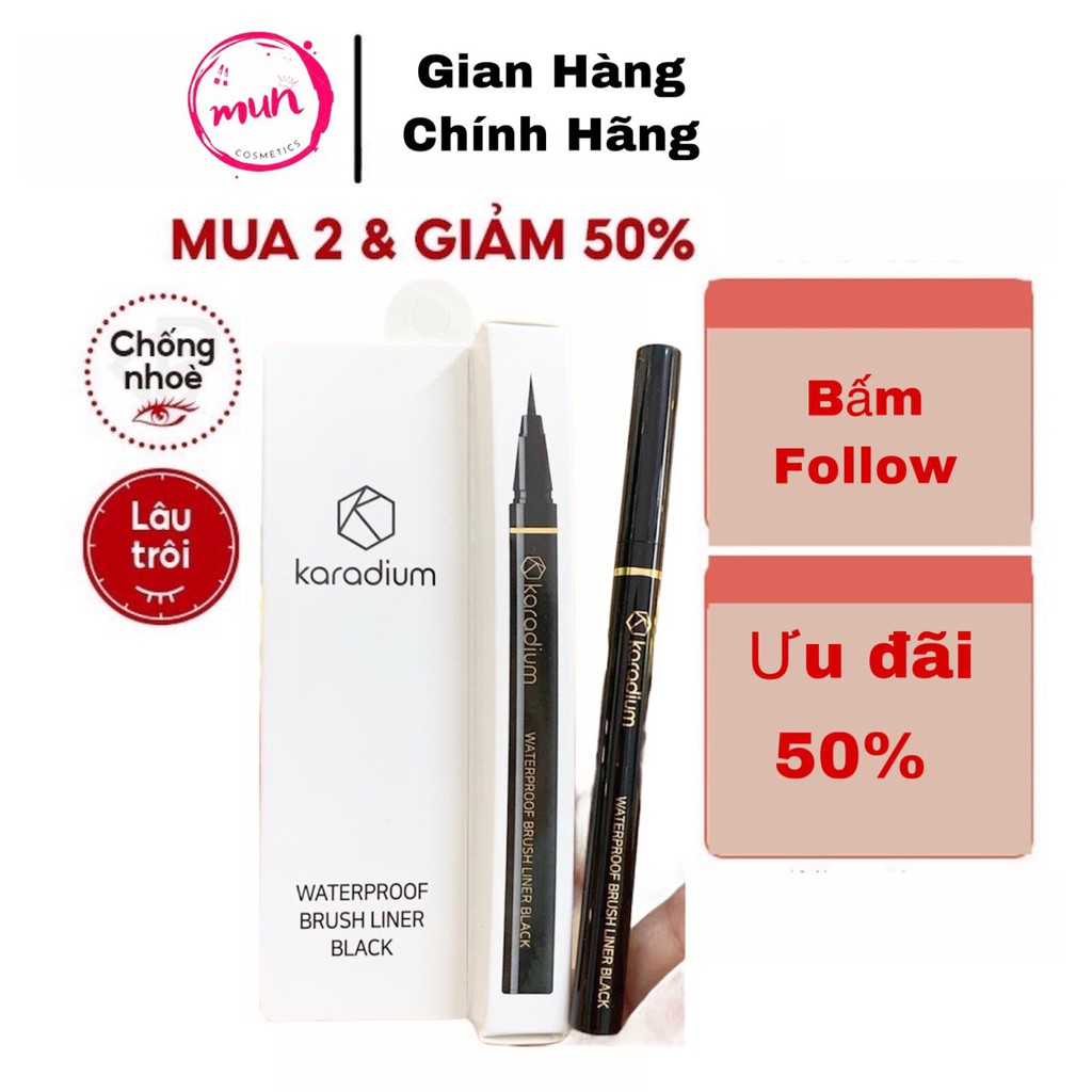 [𝗞𝗔𝗥𝗔𝗗𝗜𝗨𝗠 - 𝗖𝗛𝗨𝗔̂̉𝗡 𝗔𝗨𝗧𝗛]-  kẻ vẽ mắt nét mảnh chống nước Waterproof Brush Liner Black vỏ trắng