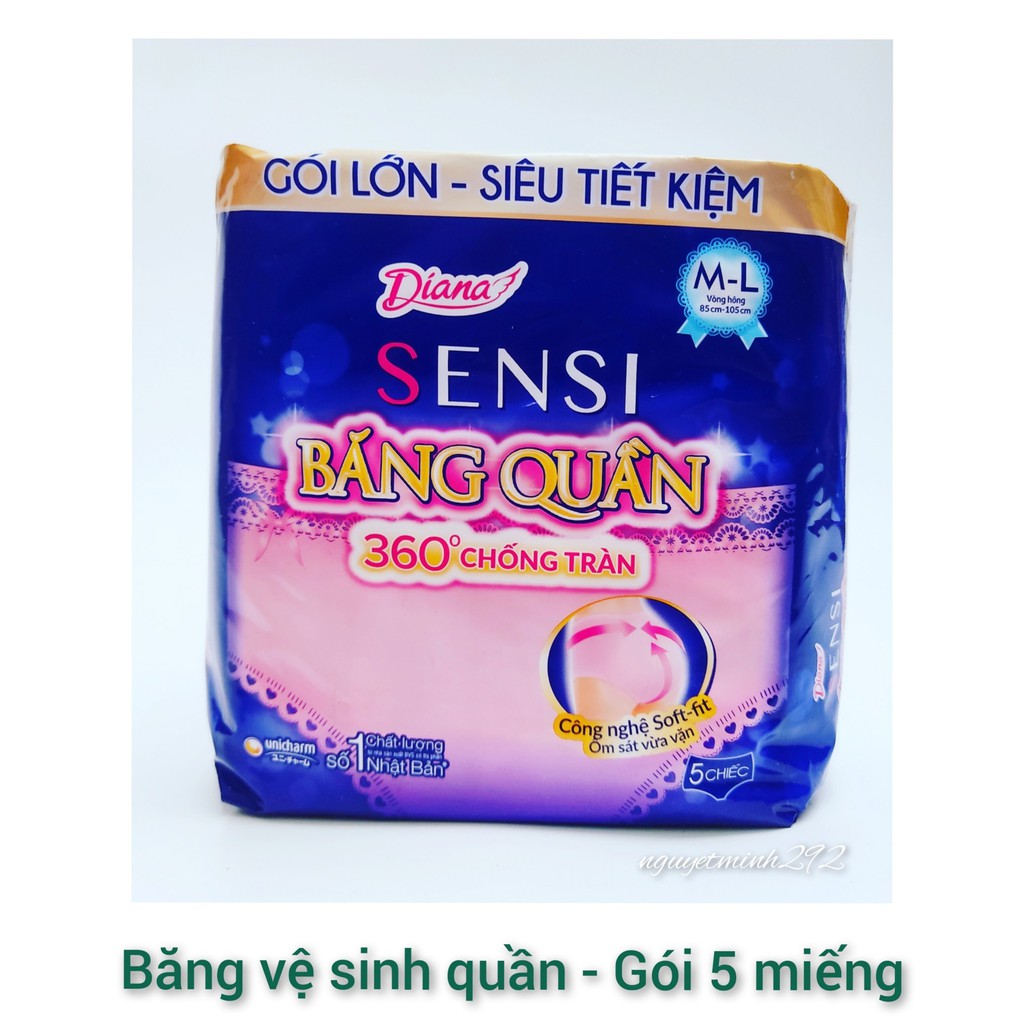 Băng vệ sinh đêm dạng quần/Băng quần Diana gói 5 miếng size ML