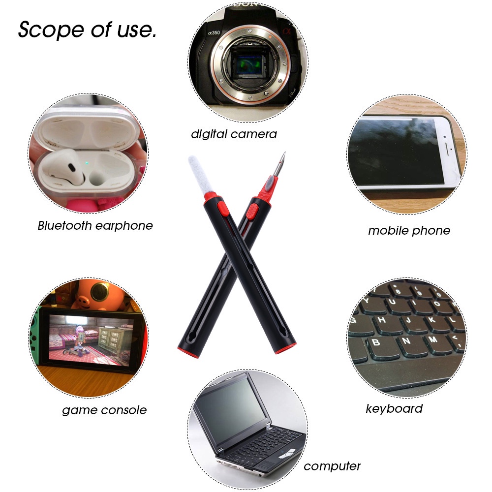 Bút Vệ Sinh Tai Nghe Lông Mềm Xoay 360 Độ Đa Năng Không Góc Chết