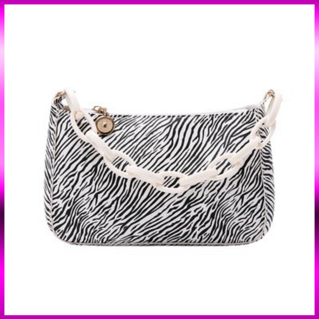 Túi kẹp nách vân ngựa vằn phối xích phong cách Retro DC09 túi đeo vai Chip Xinh Shop