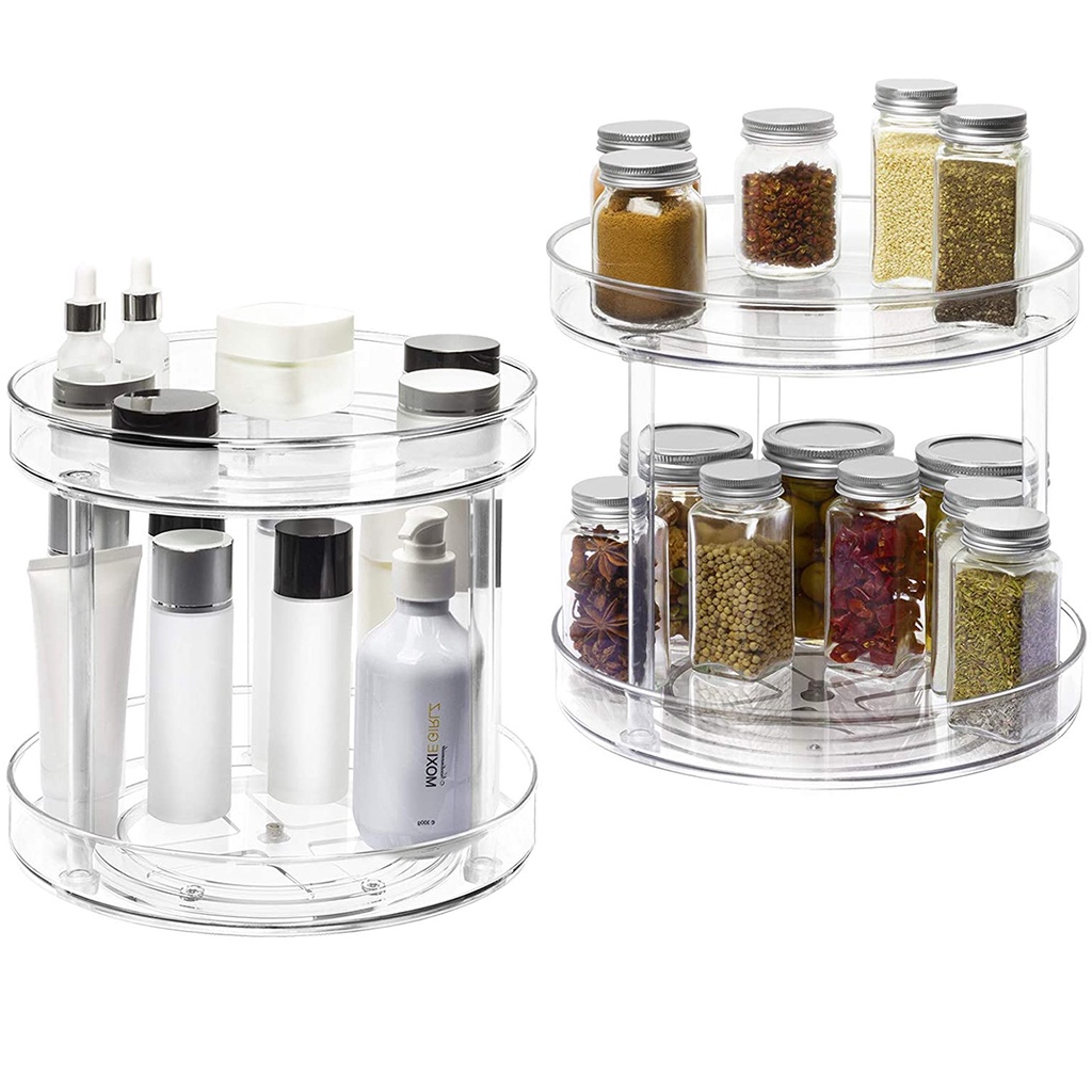 Kệ Đựng Lọ Gia Vị 2 Tầng Xoay 360 Độ Nhiều Màu Cho Nhà Bếp / Phòng Tắm