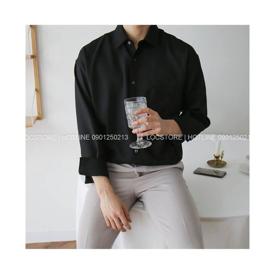 Áo sơ mi nam cổ tàu dài tay Hàn Quốc vải mịn mát, chống nhăn | BigBuy360 - bigbuy360.vn