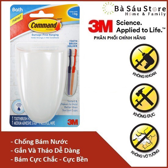 [Móc Treo Bàn Chải]  Đánh Răng Siêu Dính 1.3kg Command 3M Bath16