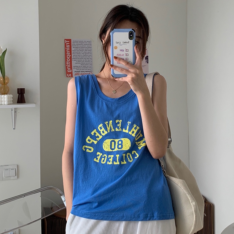 Áo không tay nữ In Chữ Mới