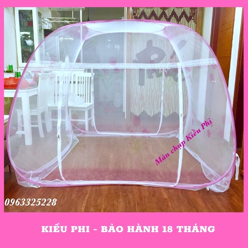 Mùng chụp tự bung đỉnh rộng Kiều Phi - Màn tự bung người lớn 1m2 1m6 1m8 2m2 không đáy cao cấp