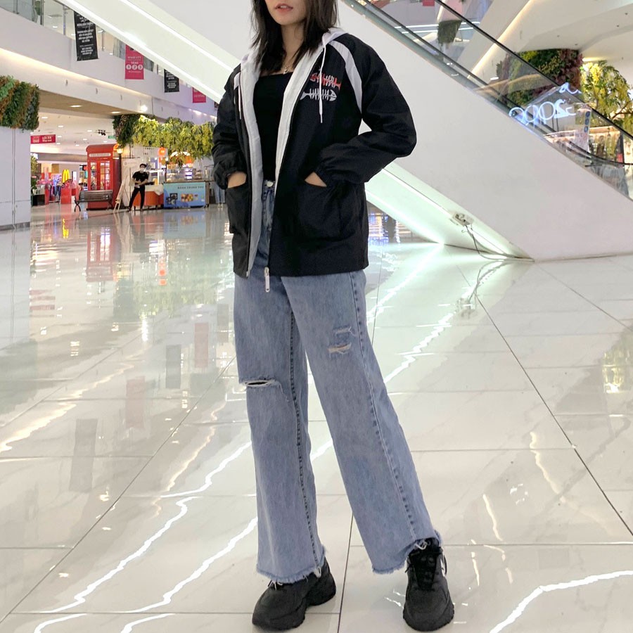 Áo khoác dù nam nữ in hình xương cá TL765 Shop Thành Long