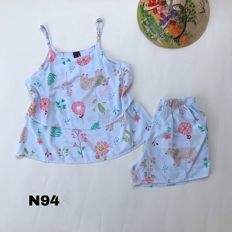 Đồ Bộ Nữ Tole Lanh Quần Ngắn Áo Dây VNXK