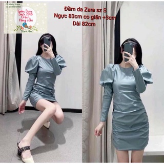 Đầm da xanh Zara hàng auth size xs và size s