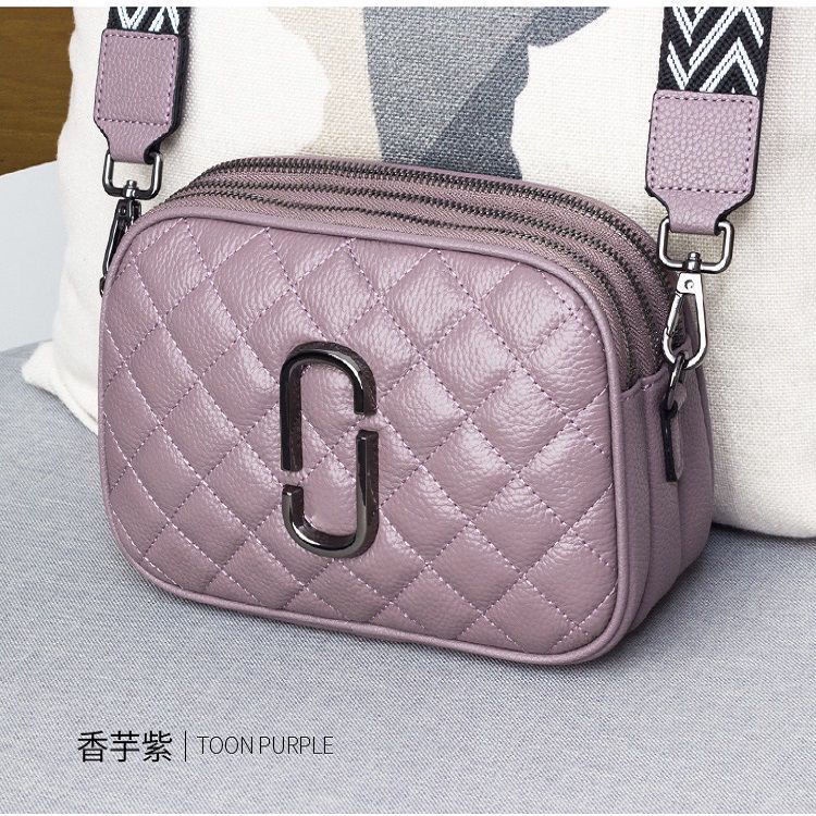 Túi Đeo Chéo Một Lớp Bằng Da Mềm Thêu Họa Tiết Hình Thoi Ba Lớp Phong Cách Mới 2021 Thời Trang Thường Ngày Cho Nữ