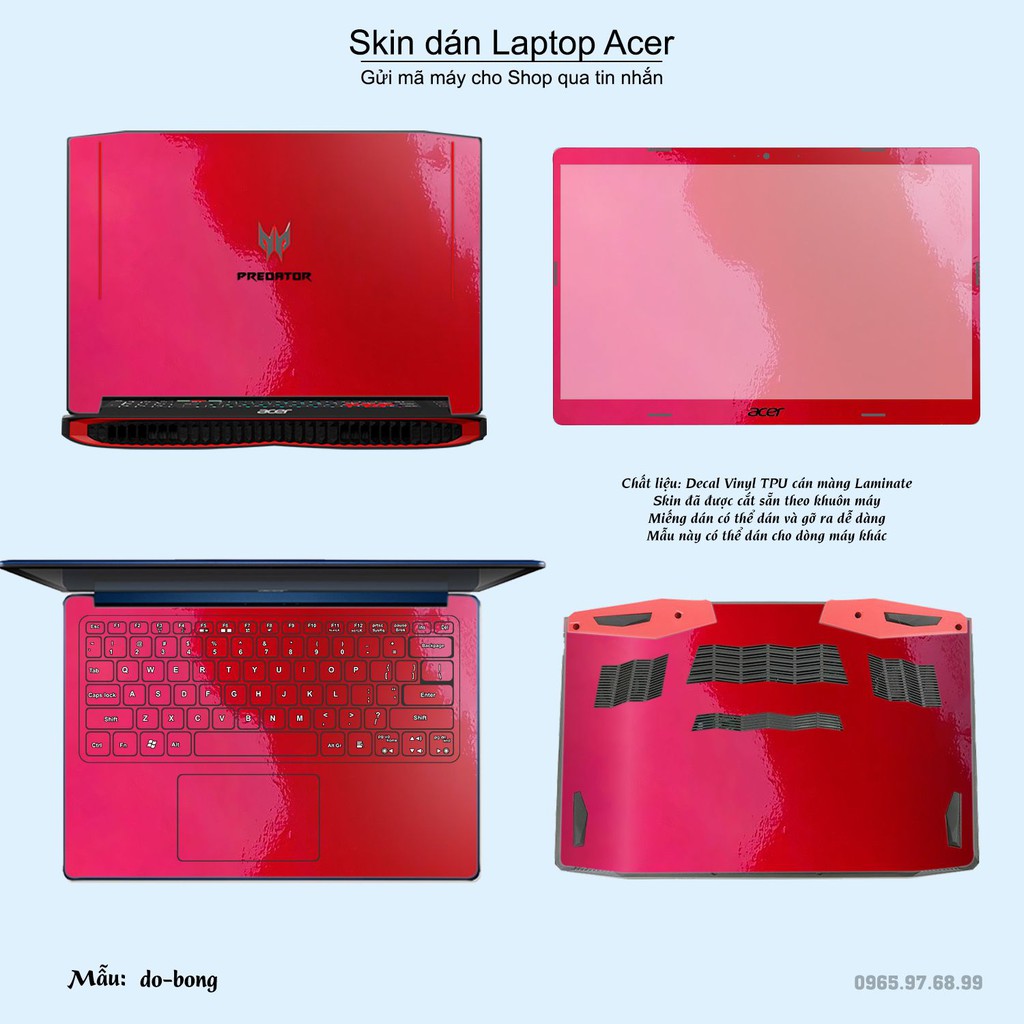 Skin dán Laptop Acer in màu đỏ bóng (inbox mã máy cho Shop)