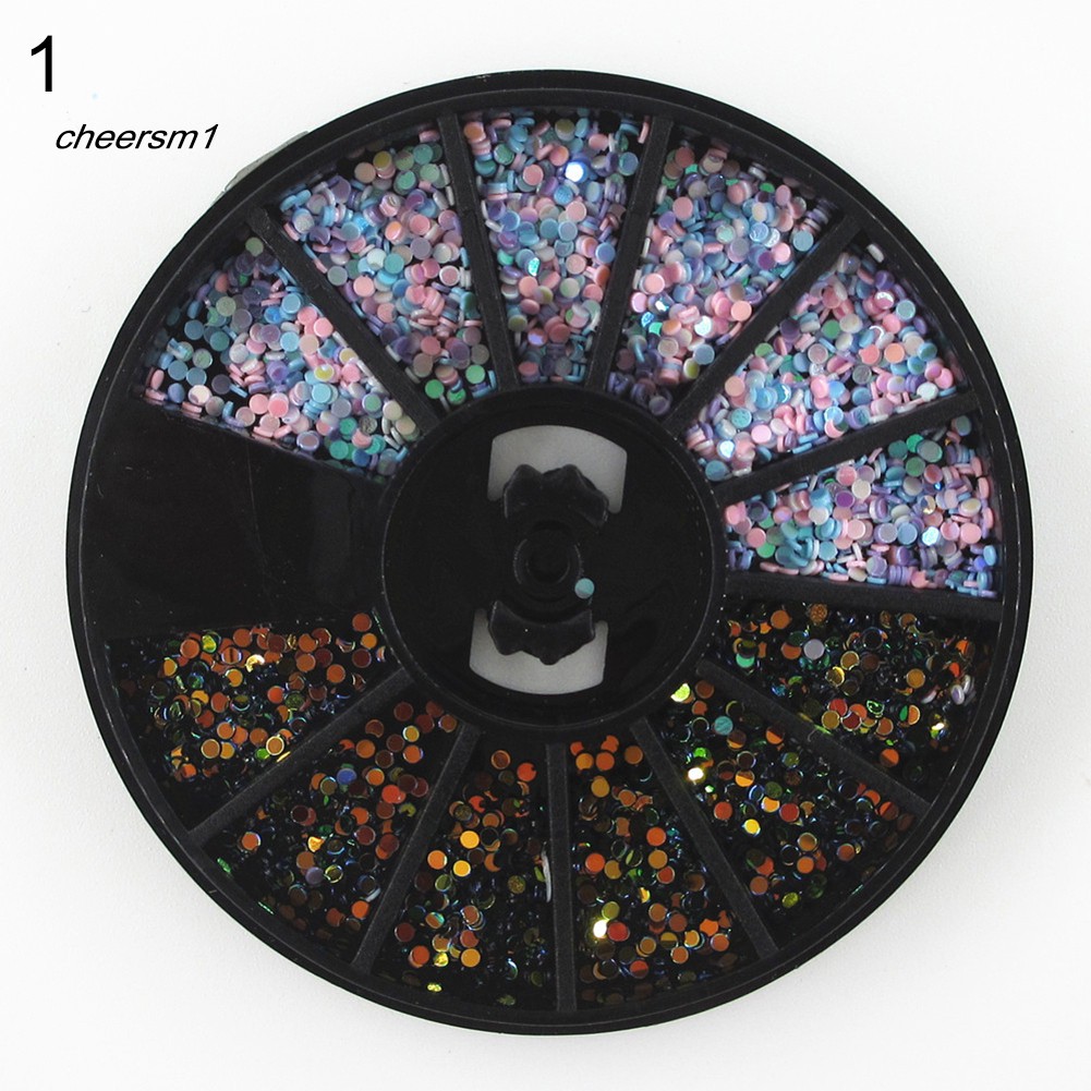 CHE♥1 Wheel 1mm Mixed-Color 3D Nail Art Decor DIY Round Sequins DIY Manicure