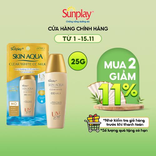 Sữa chống nắng tạo nền Sunplay Skin Aqua Clear White CC Milk 25g