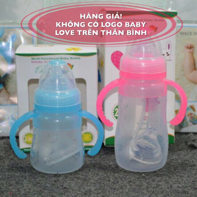 [TẶNG YẾM] Bình thìa Silicol Baby Love 150ml - 250ml có tay cầm