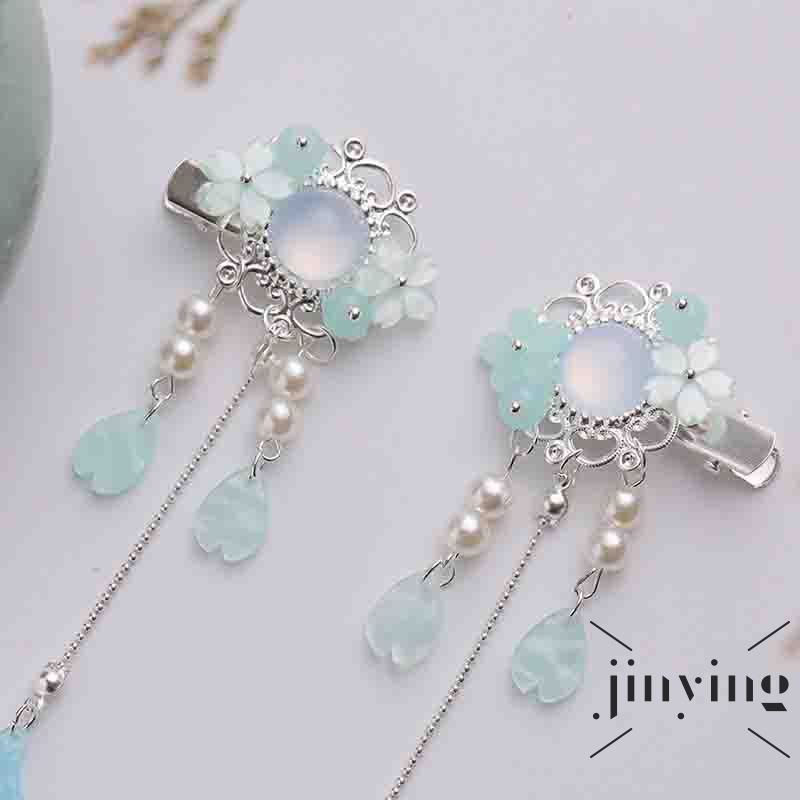 GETNOIVAS Trâm cài tóc tua rua đính hoa và đuôi cá phong cách cổ điển phối Hán phục xinh xắn