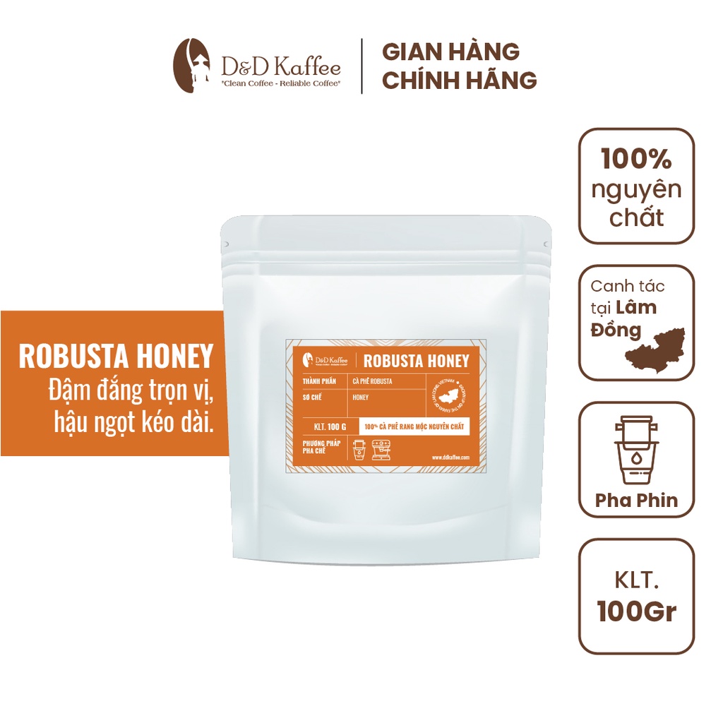 Cà phê rang xay gói 100gr, cà phê nguyên chất 100% - D&amp;D Kaffee - 5 loại tuỳ chọn