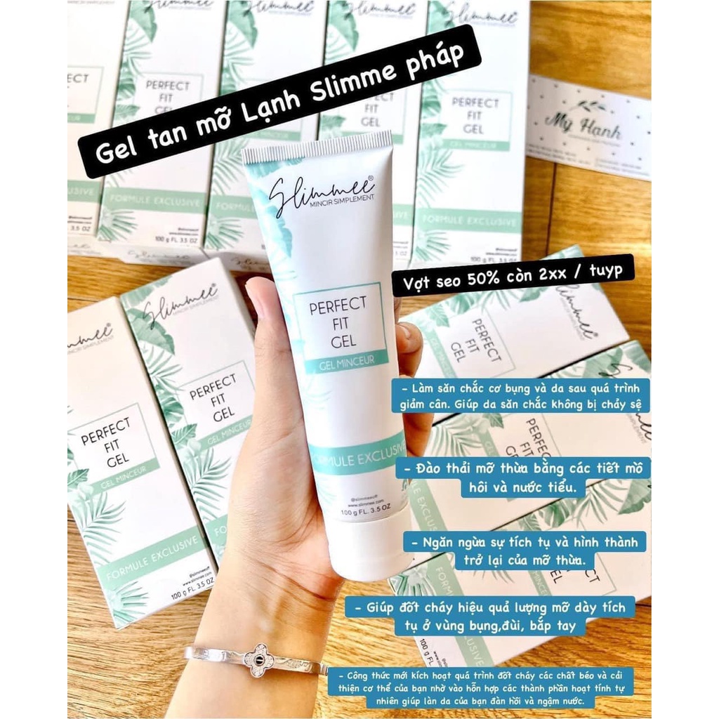 Gel Tan Mỡ Slimmee Perfect Fit Gel 100g Không Bêt Dính Không Nóng Rát An Toàn Cho Da