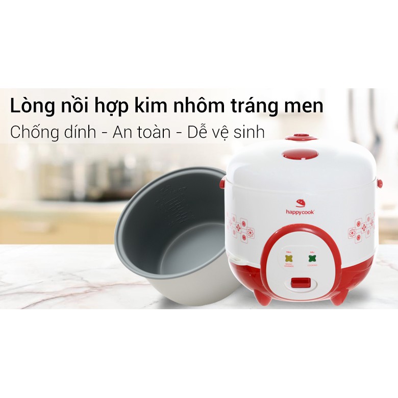 [Mã ELMS05 giảm 5% đơn 300k]Nồi cơm điện nắp gài Happycook 1.2 lít và 1.8 lít