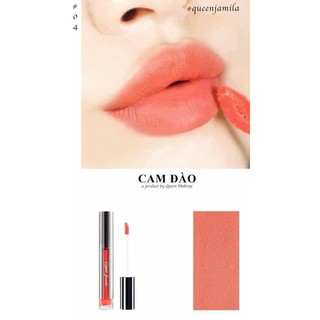 [TẶNG KÈM DẦU TẨY TRANG MÔI] Son Kem Lỳ Queen Jamila Màu Cam Đào