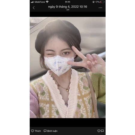 Set 10 khẩu trang 4D in hoạ tiết hoạt hình dễ thương