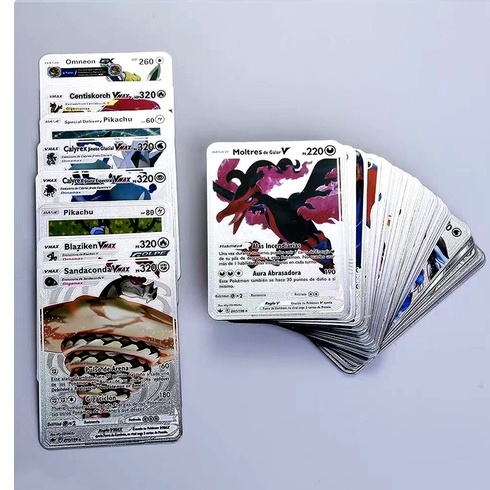 Bộ Sưu Tập Thẻ Bài Pokemon Bằng Kim Loại Màu Vàng/Bạc/Đen/Đen GX Energy Card Charizard Pikachu Cho Bé Trai Super Funny Pokemon Collection Gold&Silevr&Black