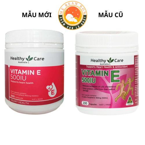 Viên uống Healthy Care Vitamin E 500IU, 200 viên hỗ trợ tái tạo, làm đẹp da và tóc hỗ trợ sức khỏe tim mạch của úc