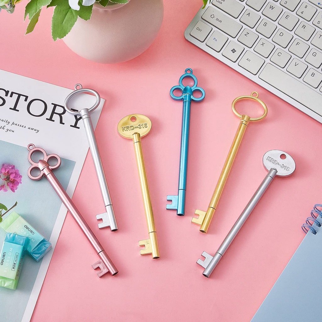 Set 6 Bút Bi Mực Đen Ngòi 0.38mm Hình Chìa Khóa Sáng Tạo Vui Nhộn Cho Học Sinh / Làm Quà Tặng Cho Bé