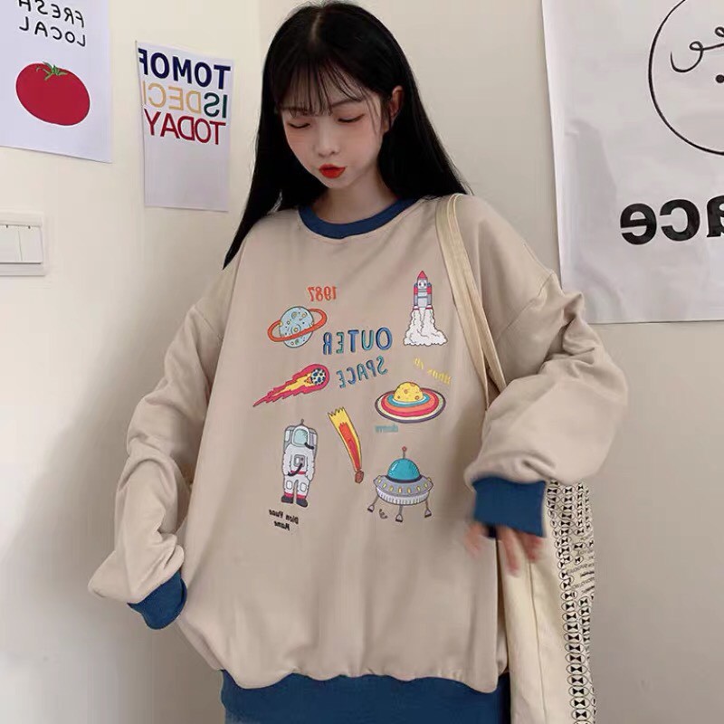 Áo sweater unisex form rộng 1987 nam nữ phong cách ulzzang Wind thu đông