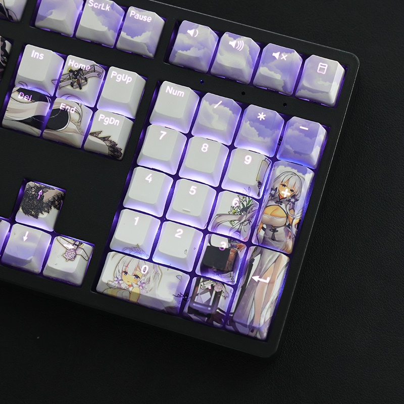 Azur Lane theme keycaps Cherry profile PBT Thuốc nhuộm thăng hoa Bàn phím cơ học keycaps Anime keycaps thông qua Keycaps nhẹ 108 phím