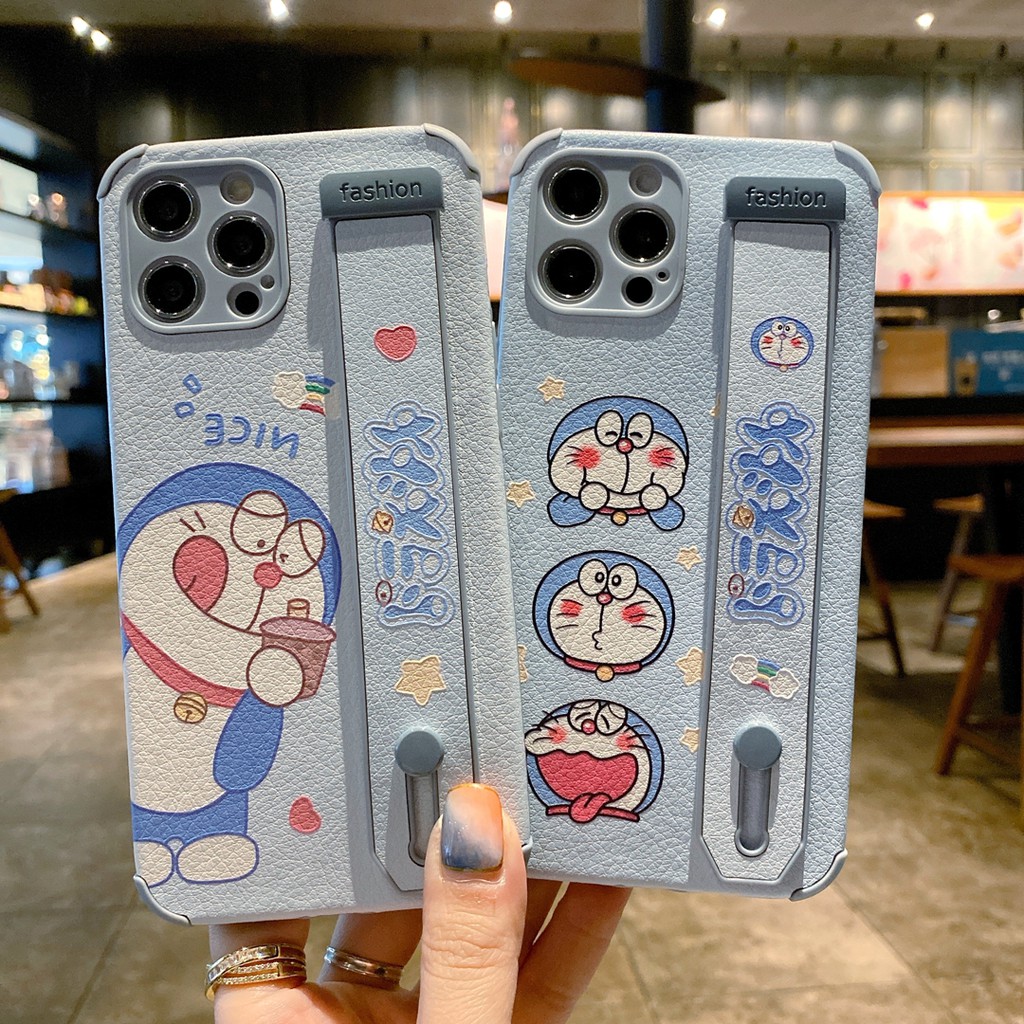 Ốp Điện Thoại Da Cừu Hình doraemon Có Dây Đeo Cho Iphone 14 13 12 pro MAX 11 pro MAX XS MAX XR X 7 8PLUS