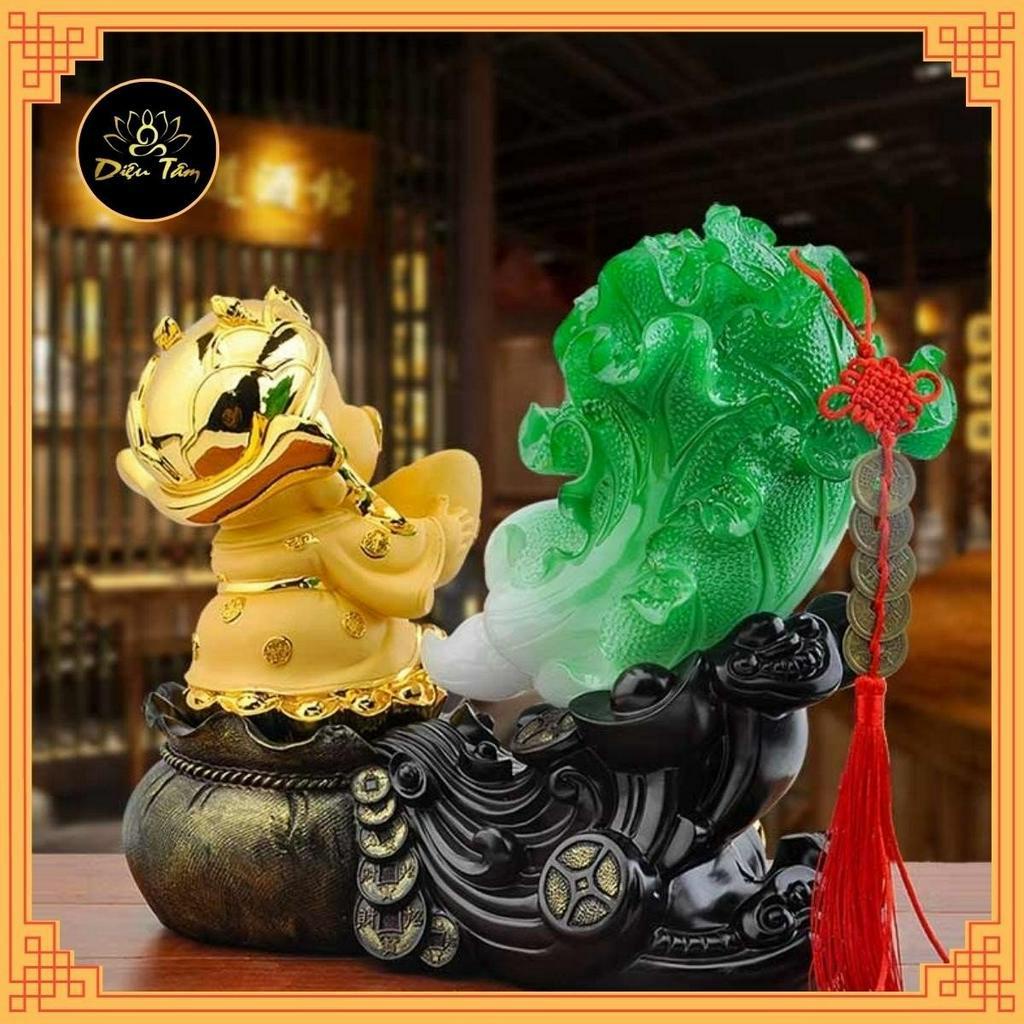 Tượng bắp cải thần tài trang trí bàn làm việc, ban thờ thần tài đồ thờ cúng phong thủy-Diệu Tâm mã tuong bap cai than ta