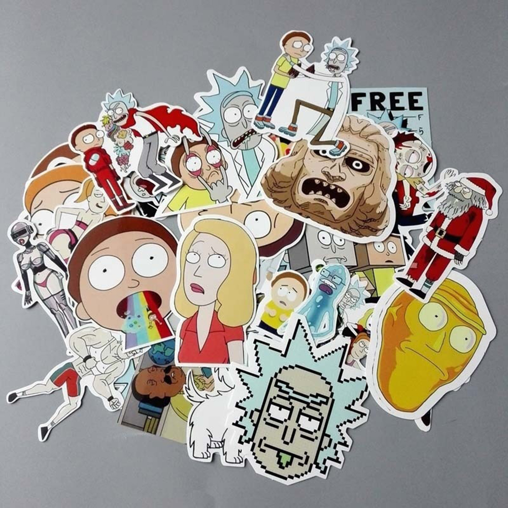 CarAcc 35Pcs/Set Rick and Morty Stickers Decals Drama DIY Decor for Snowboard Luggage