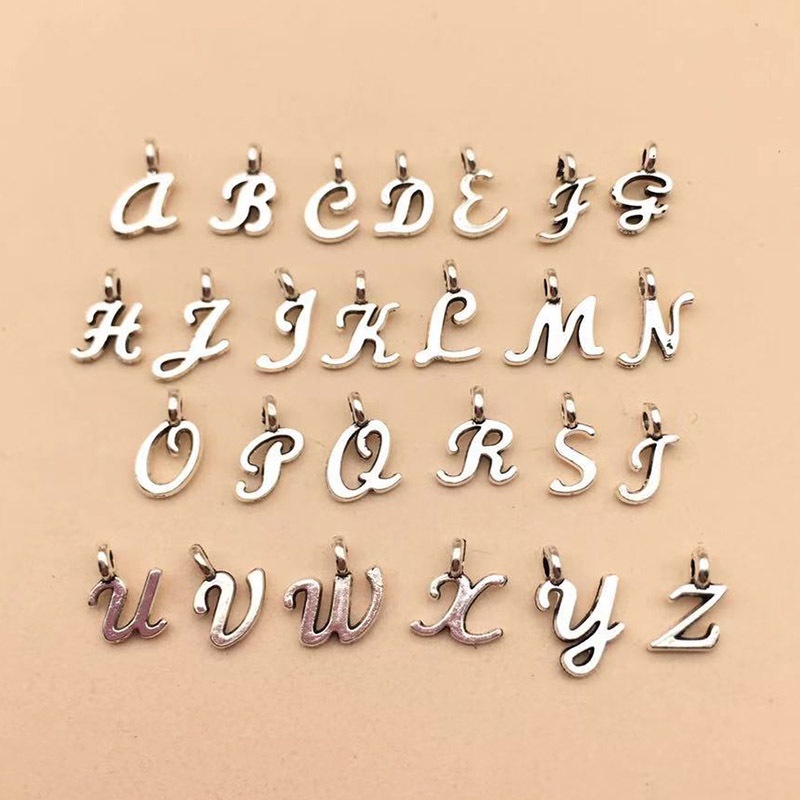 Set 26 Mặt Dây Chuyền 5*10mm Hình Chữ Cái Tiếng Anh