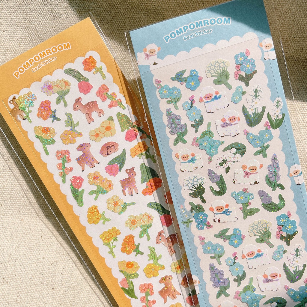 Peach 1Pcs GaLiCiCi Stickers INS same cartoon laser card stickers / transparent bottom exquisite DIY decorative stickers