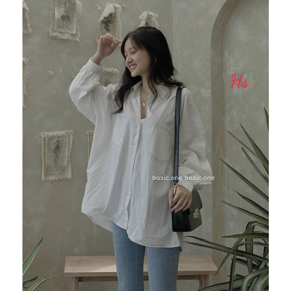 Áo sơ mi nữ form rộng dài tay ulzzang Hàn Quốc, Áo sơ mi nữ kiểu tay dài công sở vintage SM03 - Maoshop