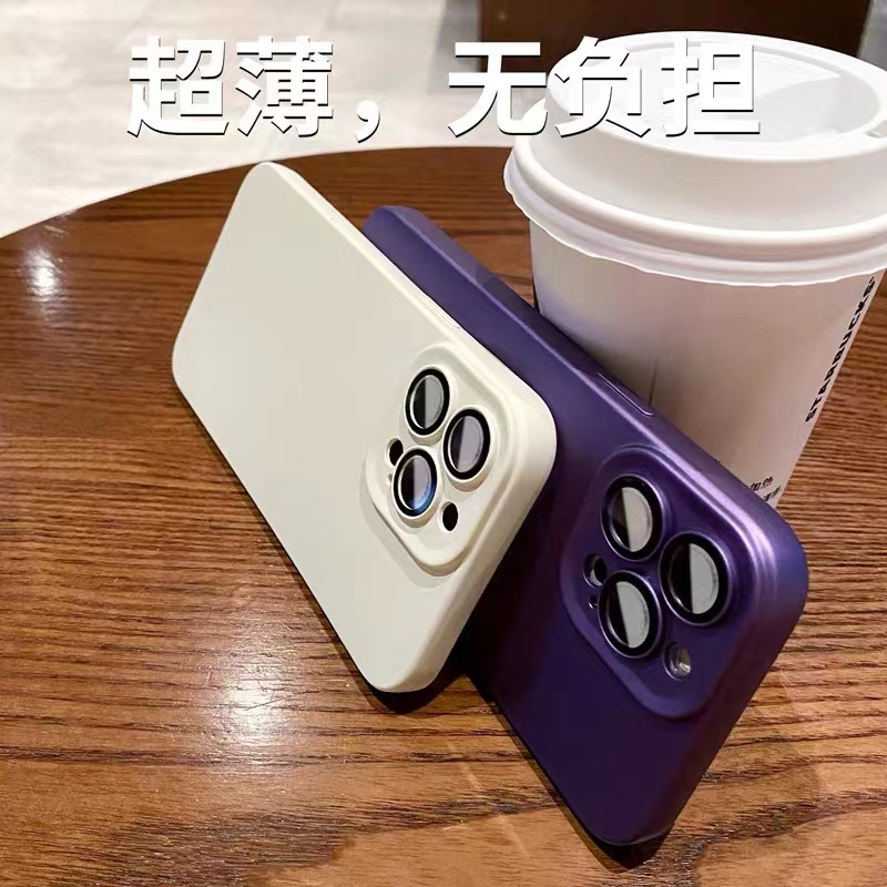 Ốp Điện Thoại iPhone 14 plus 13 12 11 Pro max case ốp lưng điện thoại iphone 14 promax Màu tím silicon Mềm Chống Bụi Chống Sốc Bảo Vệ Ống Kính Máy Ảnh Cho