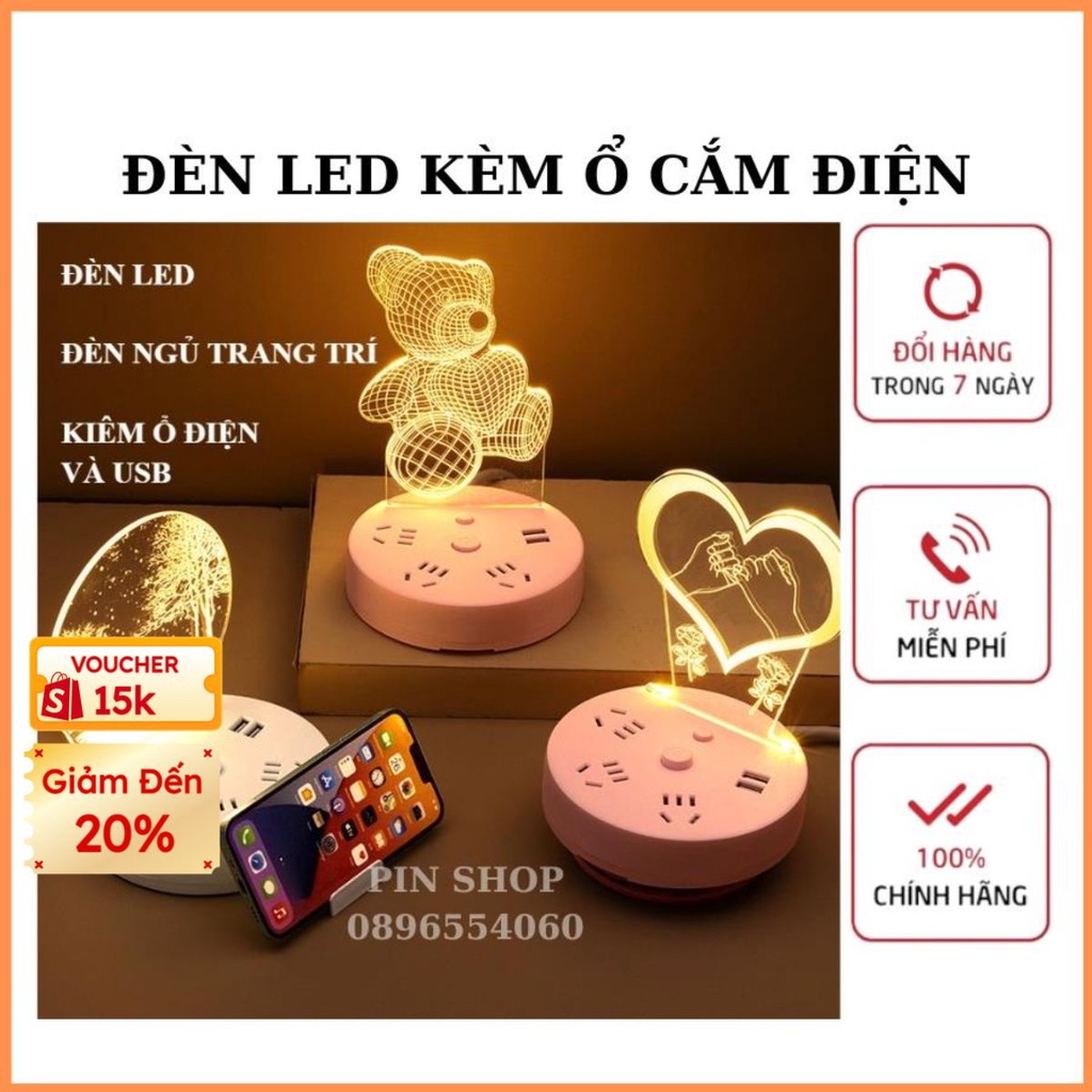 Đèn led kiêm Ổ Cắm Gia Dụng Sáng Tạo Đèn Ngủ Bảo Vệ Mắt Đa Chức Năng, USB Có Tấm Pha Lê Ổ Cắm Tròn Ba Cấp Độ Mờ
