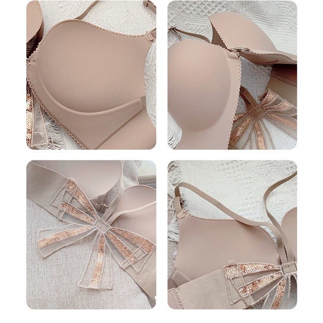 Set đồ lót nữ ❤️FREESHIP❤️ Bộ đồ lót su non cài trước không gọng nâng đẩy nơ lưng điệu đà | BigBuy360 - bigbuy360.vn