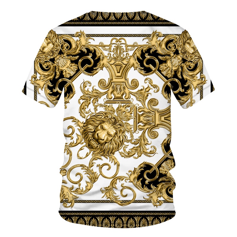 Áo Thun baju Ngắn Tay Cổ Tròn In Hình Đầu Sư Tử 3d Mẫu Mới Nhất Năm 2021 Thời Trang Mùa Hè Cho Nam Và Nữ