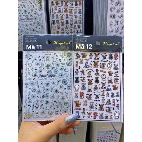 Sticker dán móng - Sticker thuong hieu - sticker gấu - sticker hoa - Phụ kiện dán móng nail cutee - Siêu xinhhh