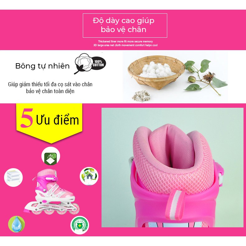 Giày trượt patin Power phát sáng hai bánh giành cho người lớn và trẻ em từ size 27-42