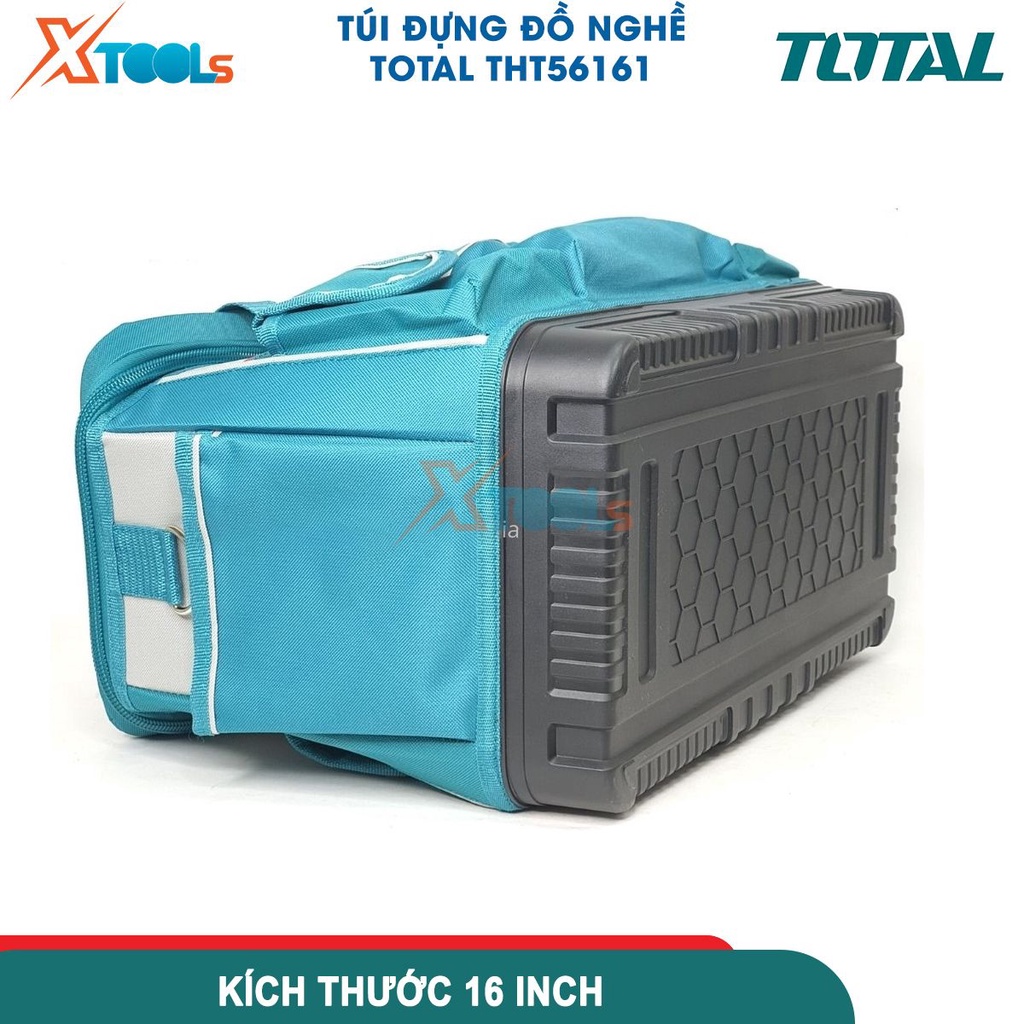Giỏ đựng công cụ 16 inch đế nhựa TOTAL THT56161, túi đựng đồ nghề chống nước, chất liệu 600D polyester-CHÍNH HÃNG-XTOOLS