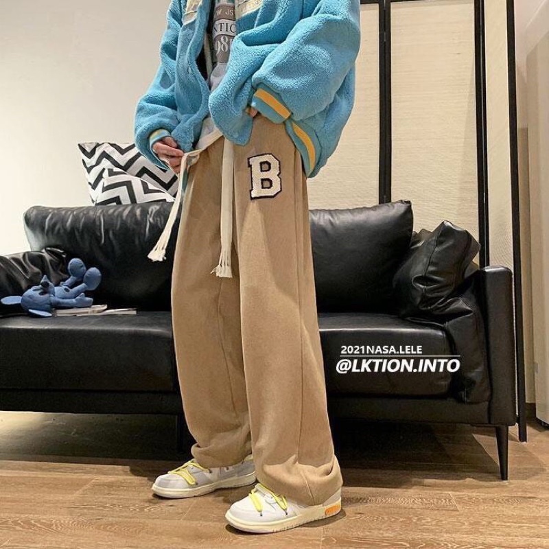 Quần Suông Tăm Ống Rộng Rút Dây Bản To Logo Chữ B Phong Cách Thời Trang Hàn Quốc(Hàng Sẵn)