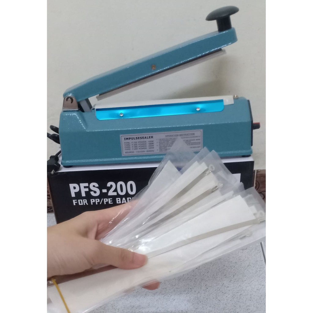 MÁY HÀN MIỆNG TÚI PFS200 VỎ SẮT SIÊU BỀN , Máy hàn miệng túi nilong dập tay + 1 thanh dây hàn.