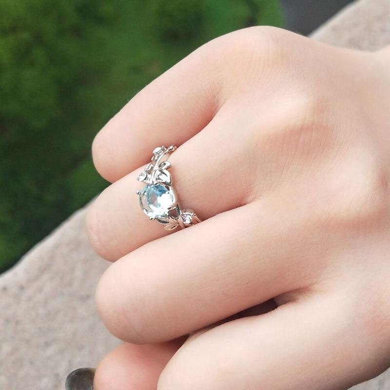 Nhẫn đính đá xanh lục tiên nữ phong cách Hàn Quốc xinh xắn dễ thương