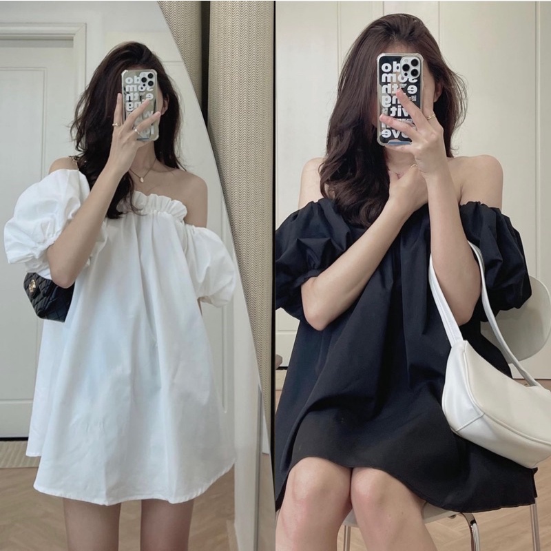 Áo Thô Trễ Vai Tay Phồng Dáng Giấu Quần Siêu Xinh Có Ảnh Thật Kèm Video