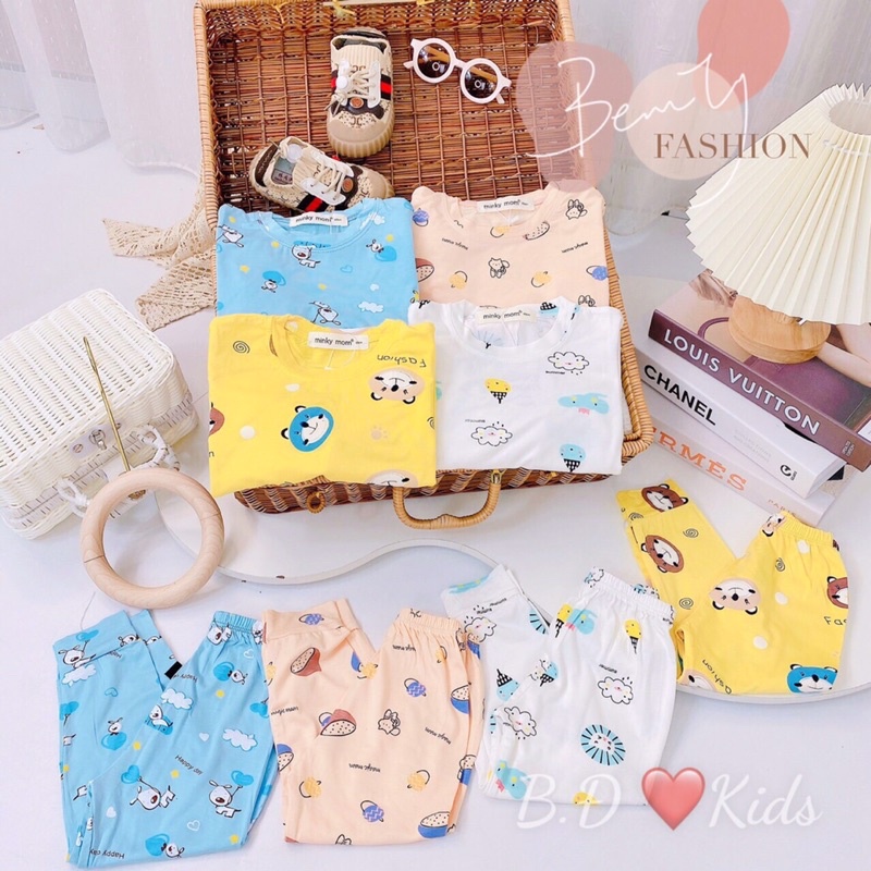 Bộ minky mom dài tay cho bé ❤️ freeship ❤️ bộ dài tay bé trai bé gái, minky mom thun lạnh, bộ ngủ cho bé